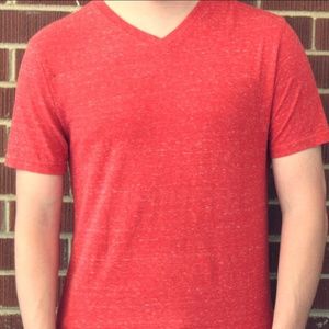 Mens Red V Neck T Shirt