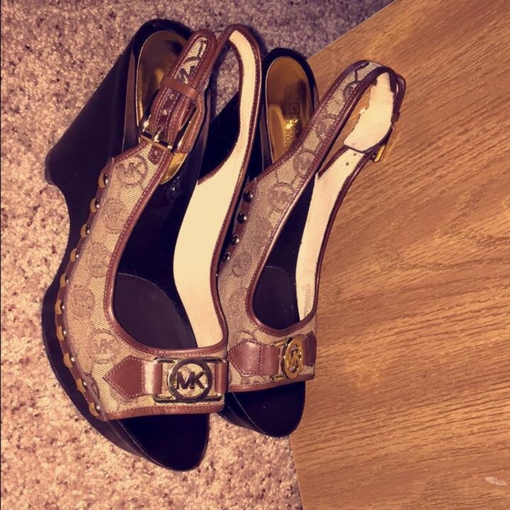 Michael Kors leather sling-back open toe wedge