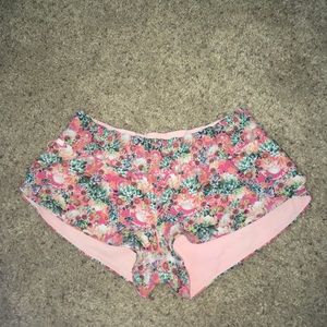 Lululemon Athletica floral surf shorts.