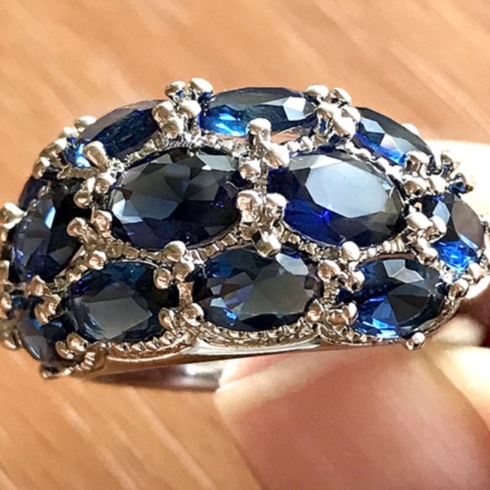 Gorgeous Woman's Sterling Silver Sapphire Ring