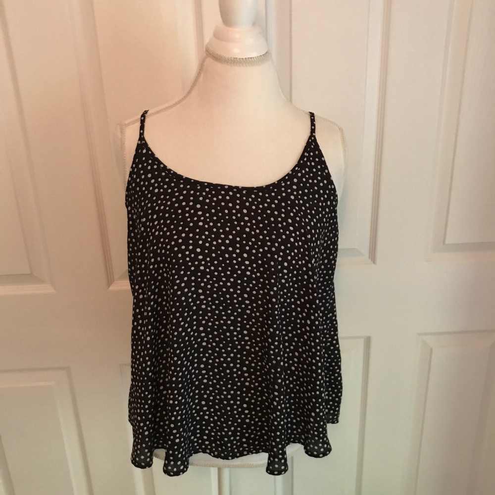 Apt. 9 Flowy Polka Dot Black and White Dress Tank