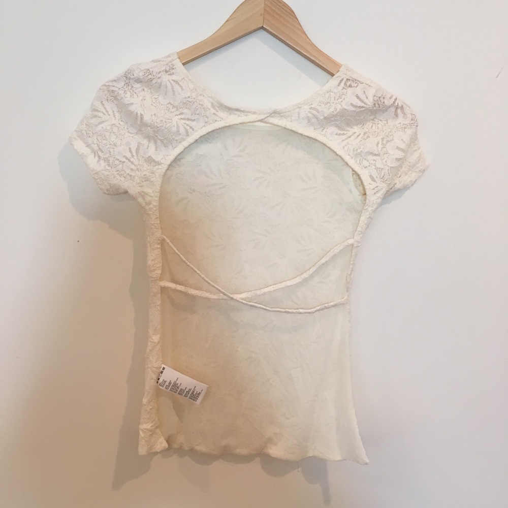 Urban Outfitters NWT Cream Lace Backless Top XS