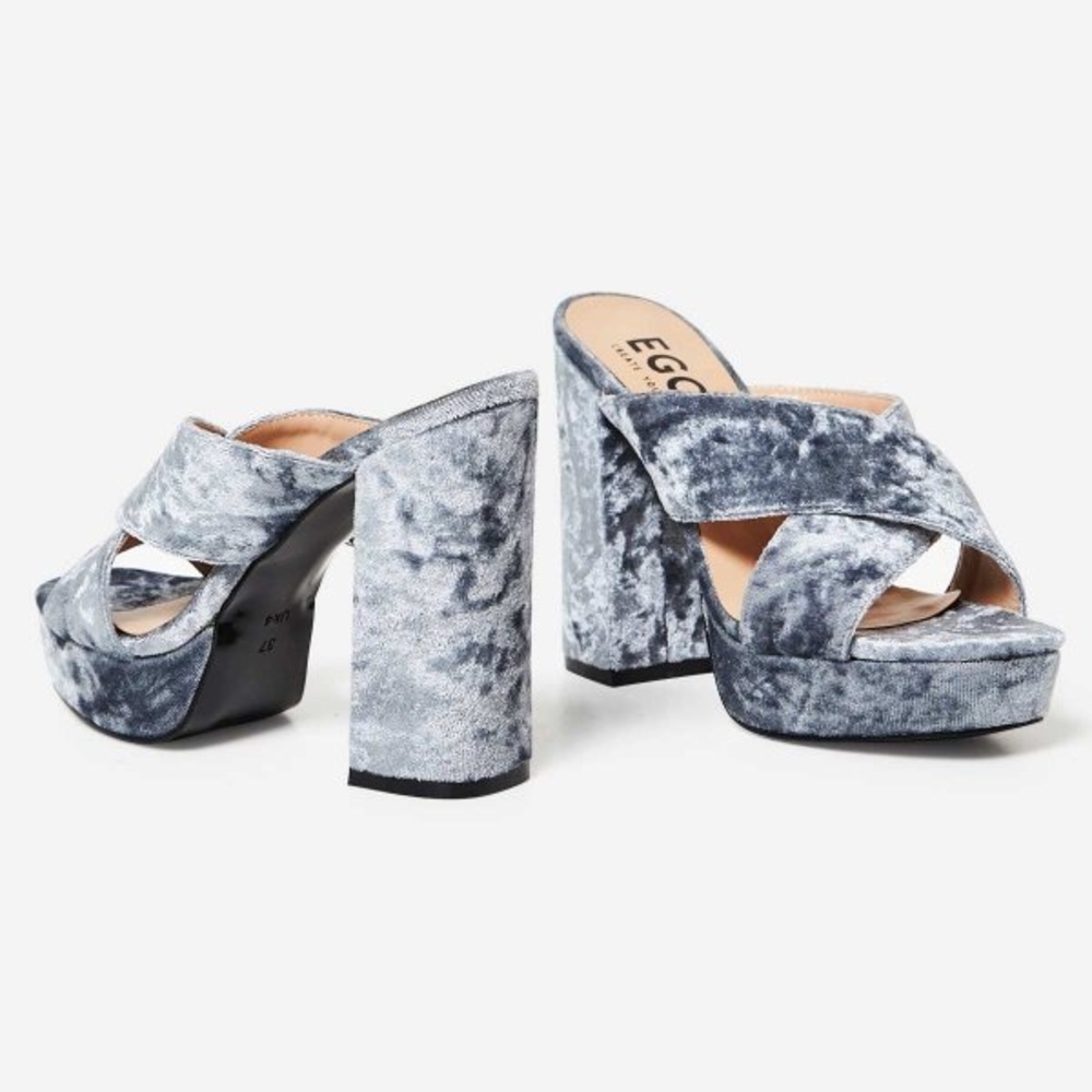 ❌SOLD❌ EGO Grey Velvet Heel Mule (BRAND NEW) - Picture 1 of 5