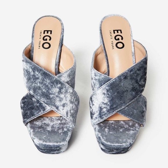 ❌SOLD❌ EGO Grey Velvet Heel Mule (BRAND NEW) - Picture 3 of 5