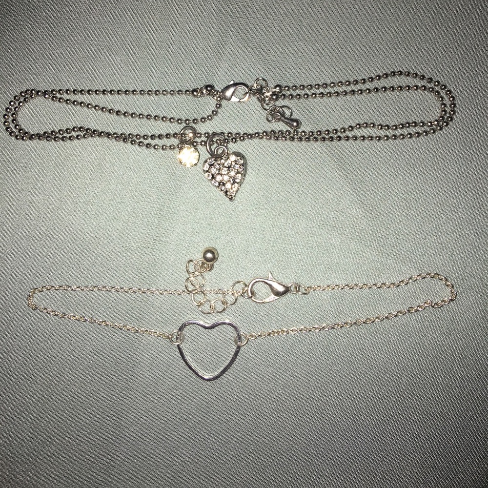 Silver heart anklets