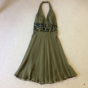 Silk halter dress with sequin detailing