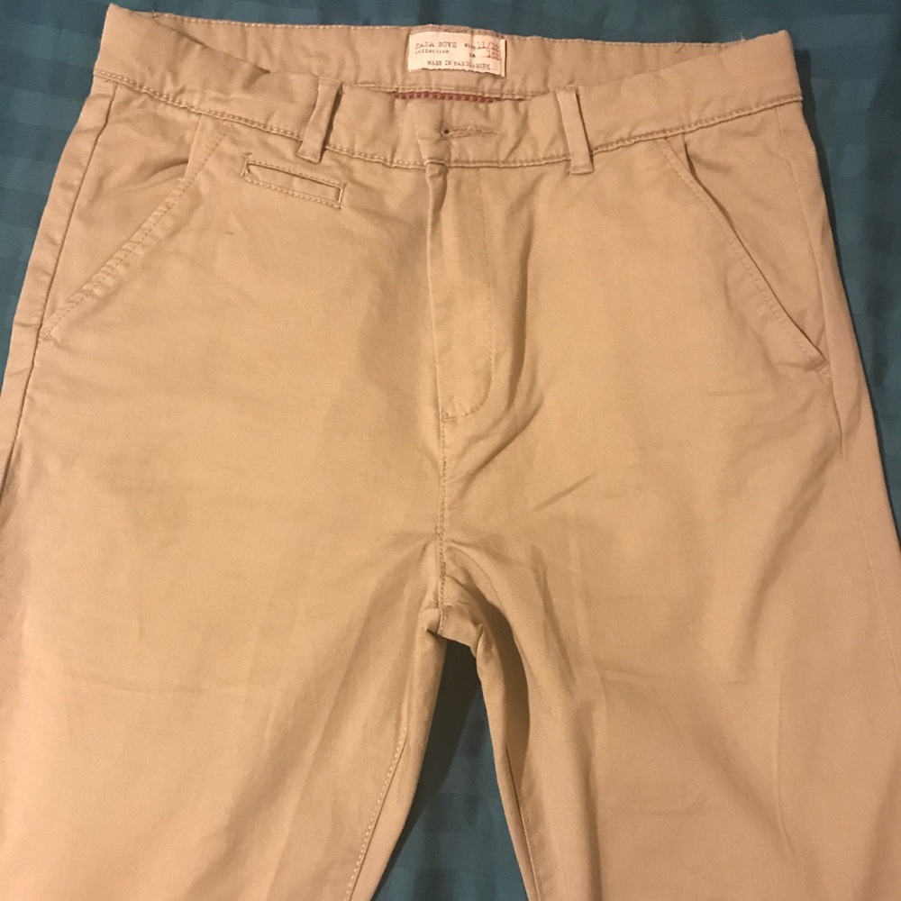 Zara boys khaki straight front pants