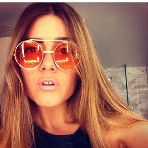 Vintage orange round frame sunglasses flip up