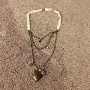 Locket chain and lace necklace