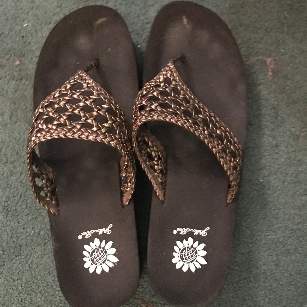 Brown and Copper Yellowbox Wedge Sandals