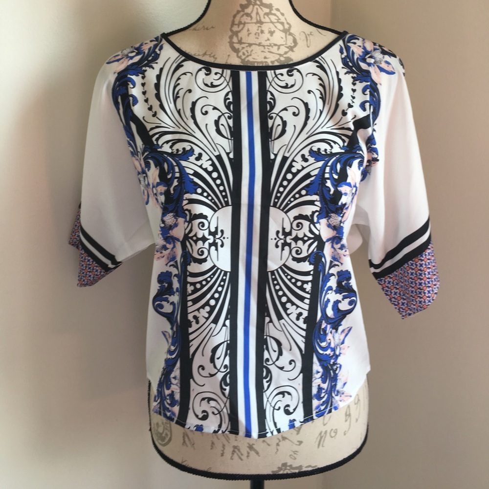 Jealous Tomato White Patterned Top - S