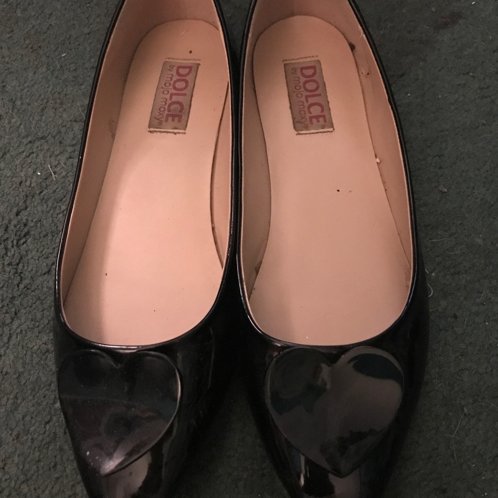 Black Patent Flats with Hearts