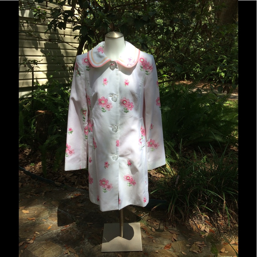 Cynthia Steffe Coat White with Pink Embroidery