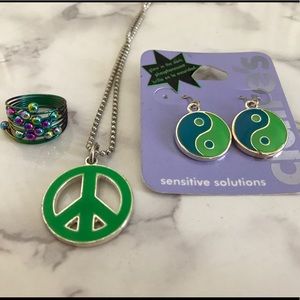 Peace Ying-Yang Hippie Jewelry Bundle.