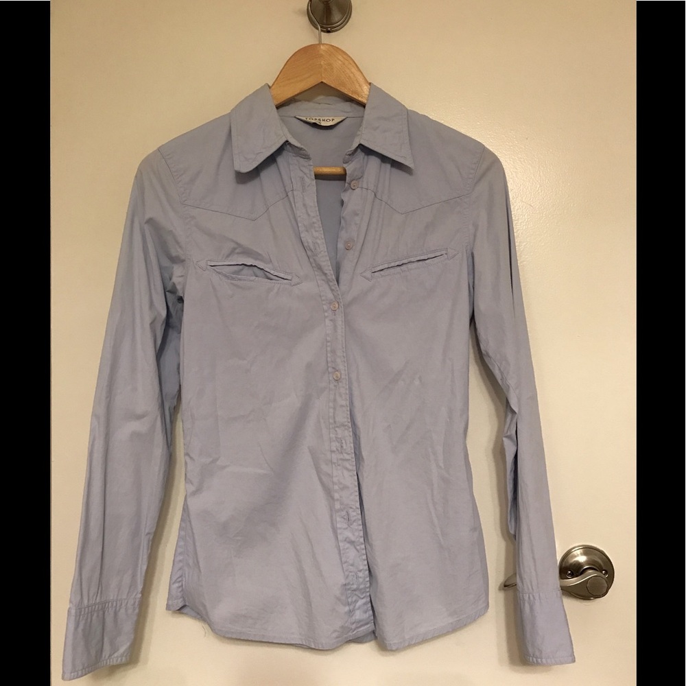 Topshop Women's Shirt in light blue