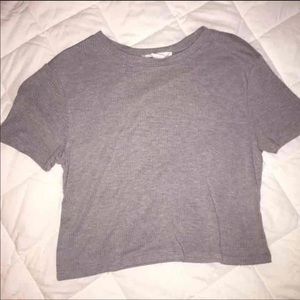 Grey ripped cropped tee