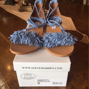 Steve Madden Sweetyy Light Blue suade sandals