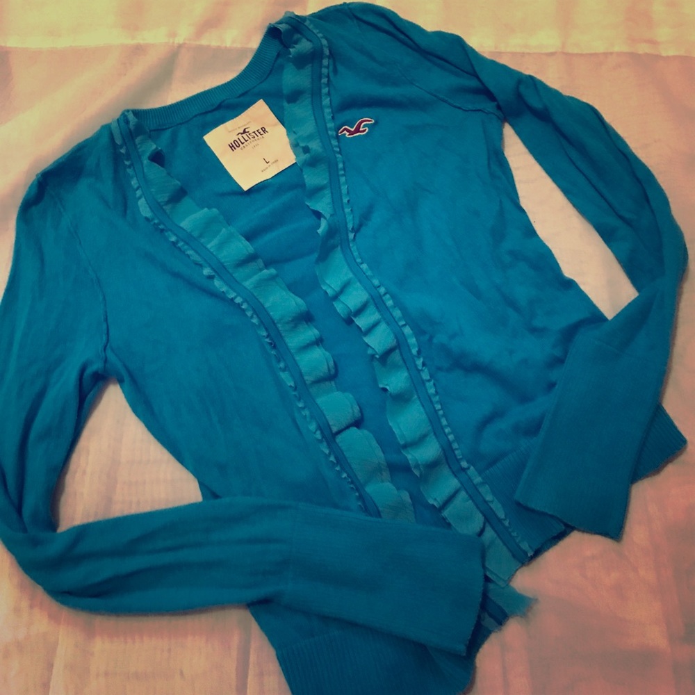 Hollister blue Fringe Cardigan