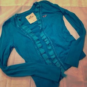Hollister blue Fringe Cardigan