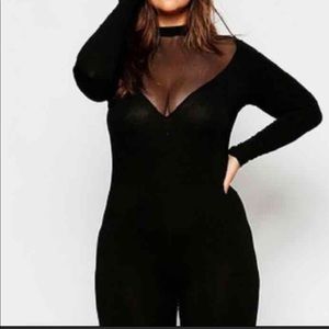 Mesh top open back jumpsuit