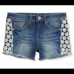 Justice Premium Jean shorts with crochet sides