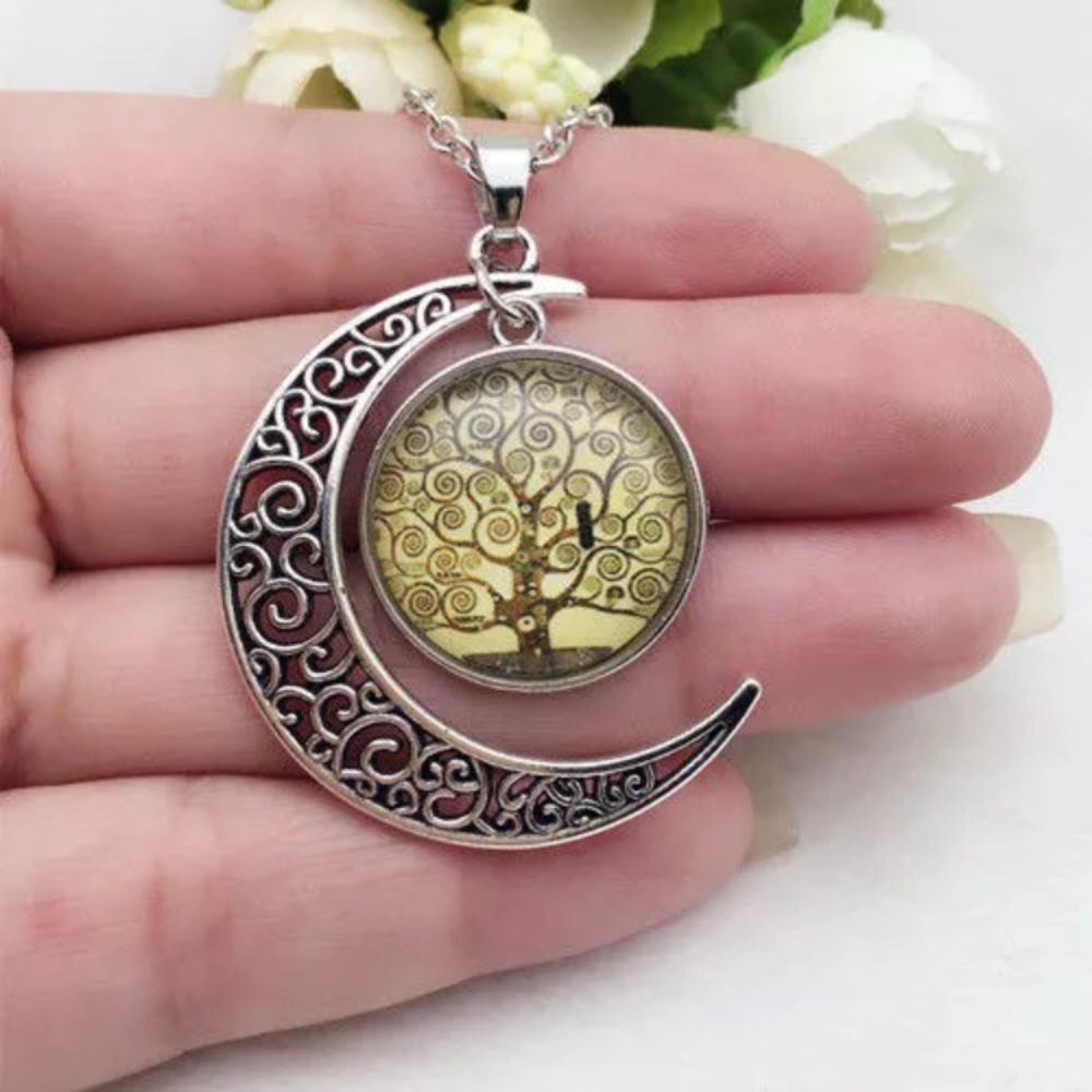 Tree of Life and Moon Necklace Symbolic Jewelry