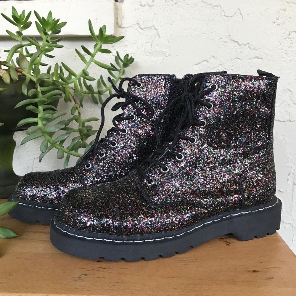 T.U.K Glitter 7 Eye Boots - Never Worn