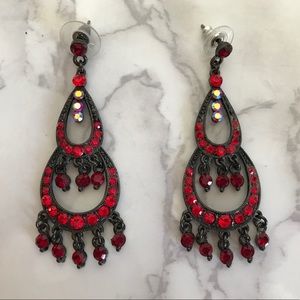 Antique jewelry ruby hanging earrings