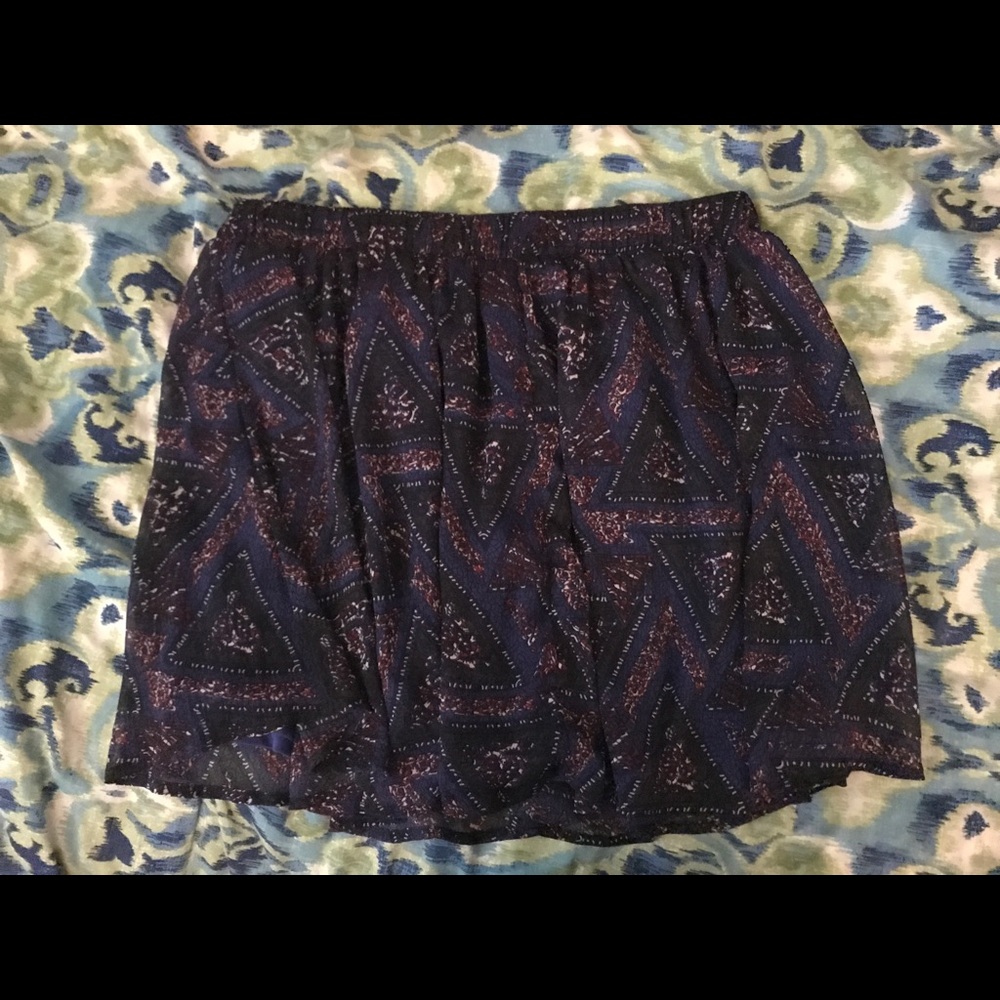 Royal Blue and Purple Crepe Mini Skirt