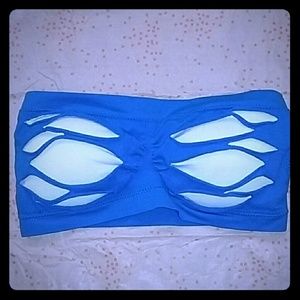 NWOT blue and white bandeau