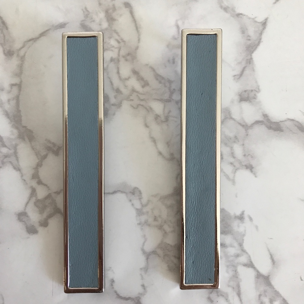 Kim Kardashian Brand Silver blue leather earrings