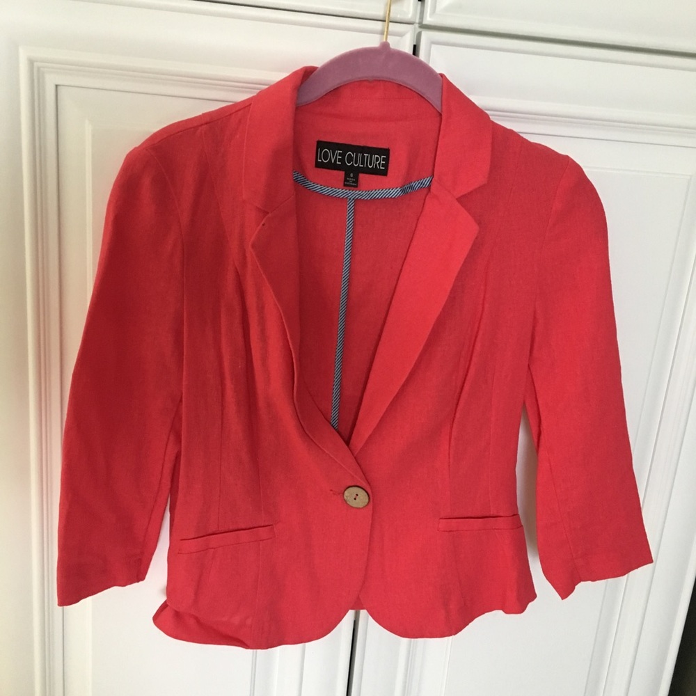 Coral Salmon Linen blazer