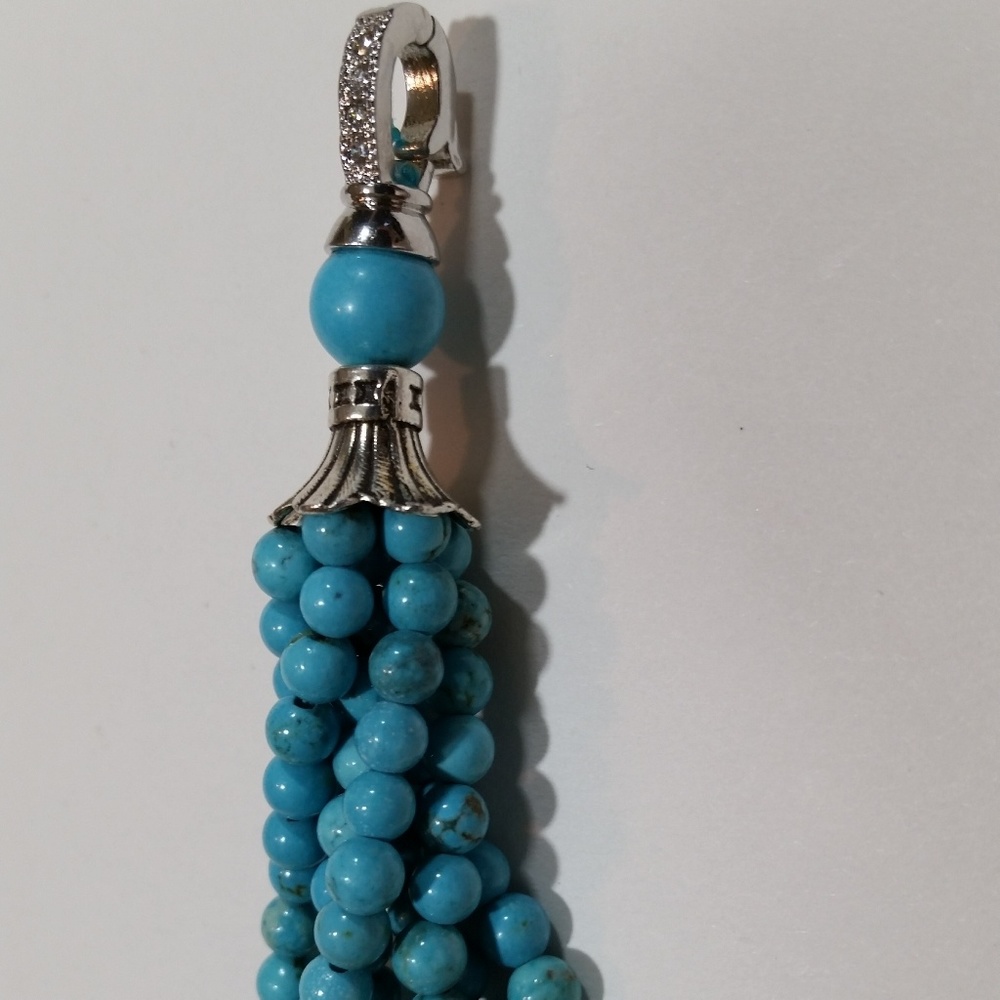 Turquoise Blue Leopard Tassel Necklace - Picture 3 of 6