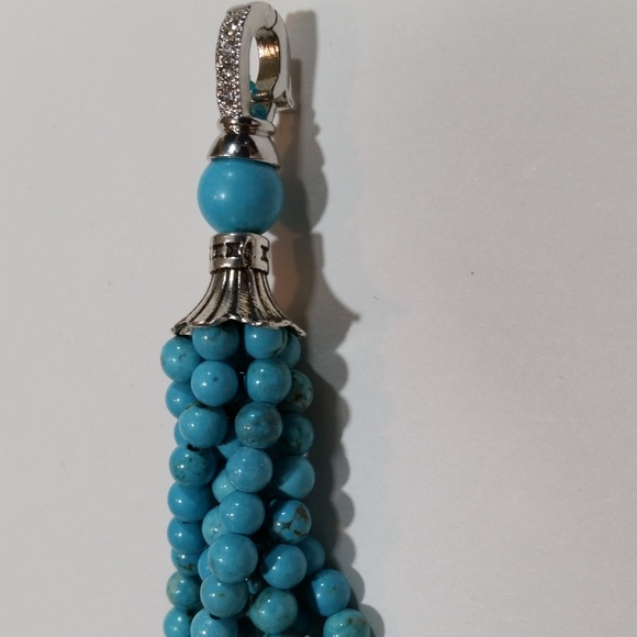 Turquoise Blue Leopard Tassel Necklace - Picture 3 of 6