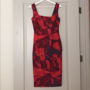 Karen Millen Asymmetrical Floral Print Dress