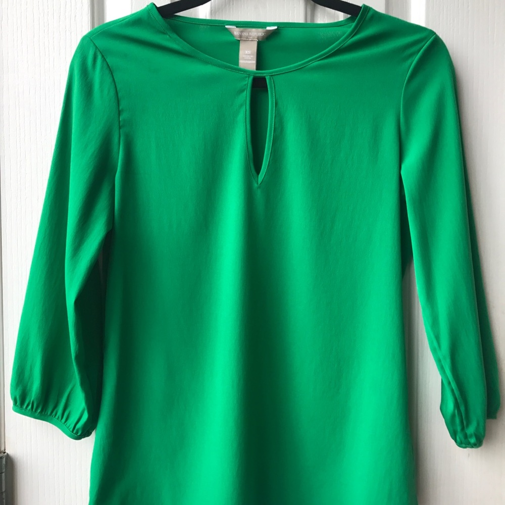 Green Blouse with Keyhole Neckline