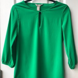 Green Blouse with Keyhole Neckline