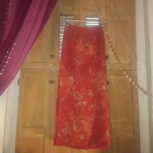 Long Silk Blend Batik Skirt