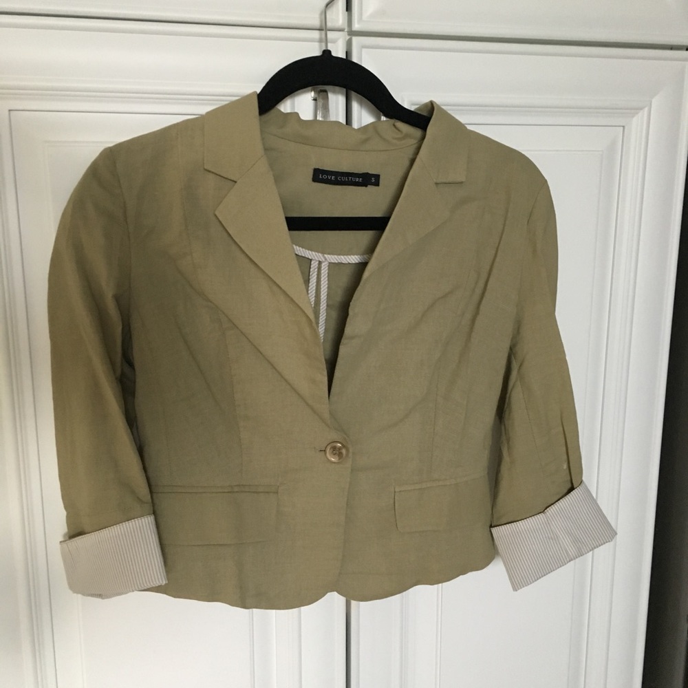 Taupe Beige Linen Blazer