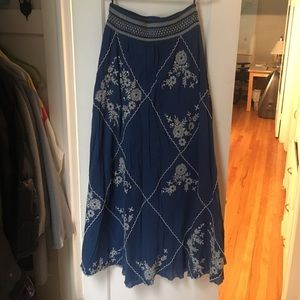 Beautiful maxi embroidered blue skirt