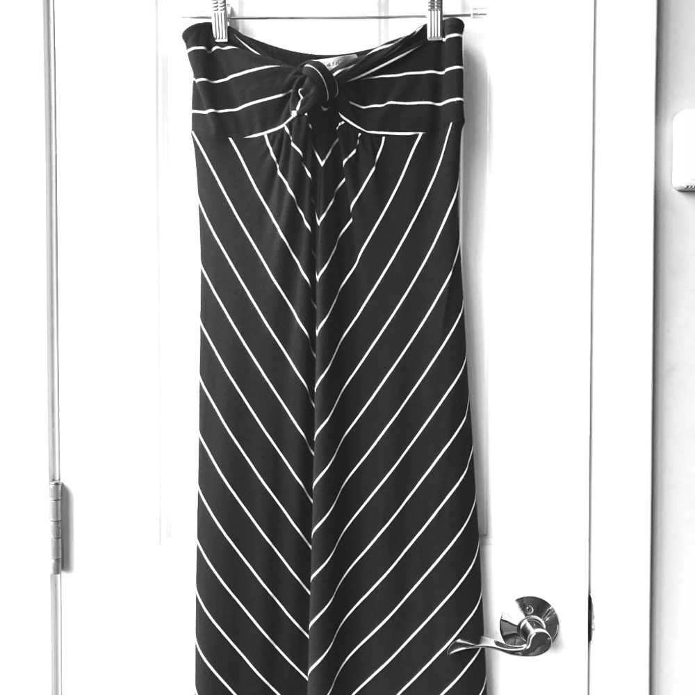 Beth Bowley Striped Strapless Midi Dress