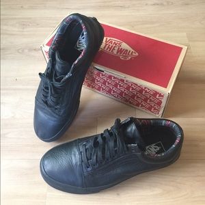 Men's Vans Leather Black Plaid Old Skool Sneakers