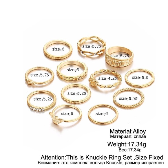 ✨LAST ONE! 10 Piece Boho Style Chic Gold Ring Set✨ - Picture 3 of 3