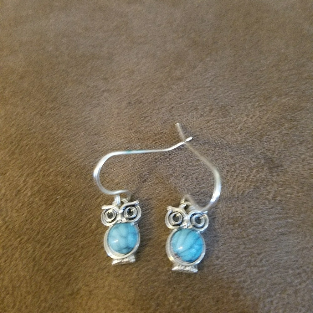 Turquoise owl earrings