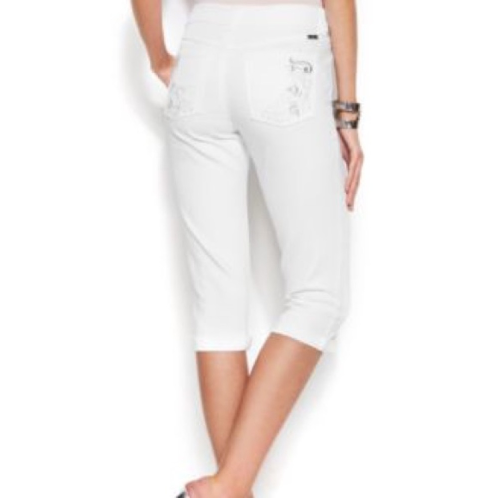 INC Curvy-Fit Embroidered Capri Jeans