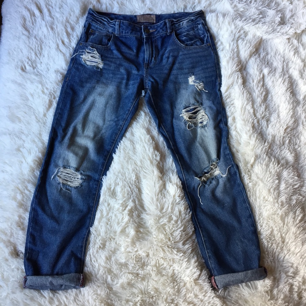 Ripped boyfriend jeans