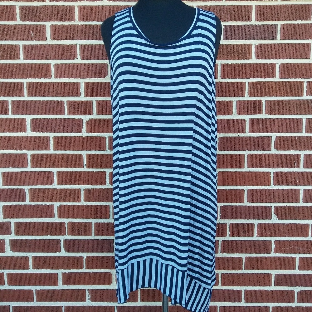 LOGO Layers Striped Knit Top with Asymmetric Hem