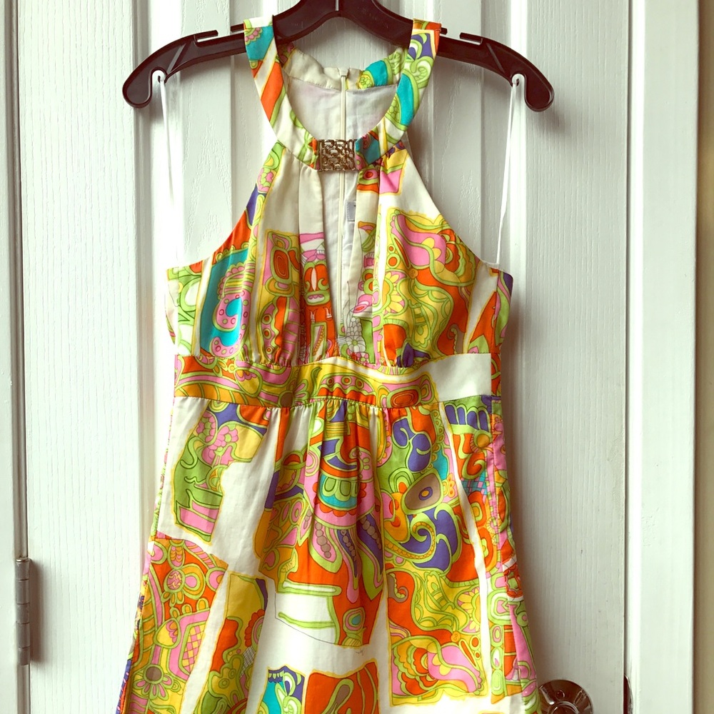 Trina Turk Mini Dress with Colorful Retro Pattern