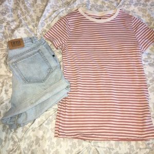 Mossimo Pink and White Striped Shirt