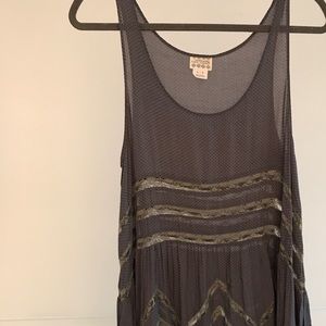 Free People Swingy Lace Tunic in blue/grey